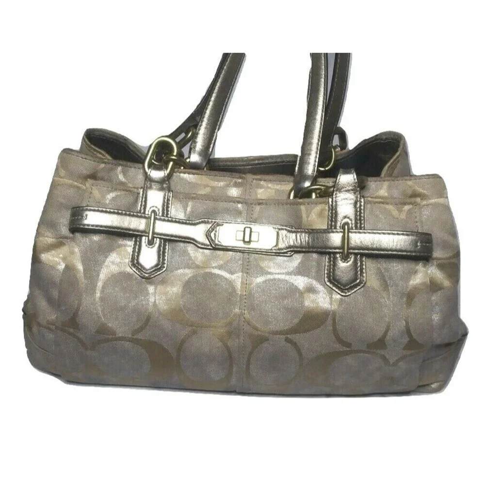 Vintage Coach Chelsea Patina Signature Jayden 18687 Gold Khaki Handbag
